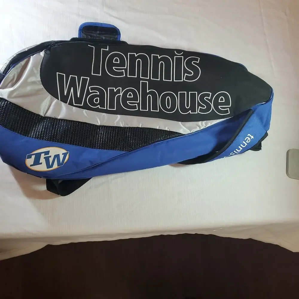 Tennis Warehouse Racquet Bag Blue Black Padded Shoulder Strap Tennis Tote